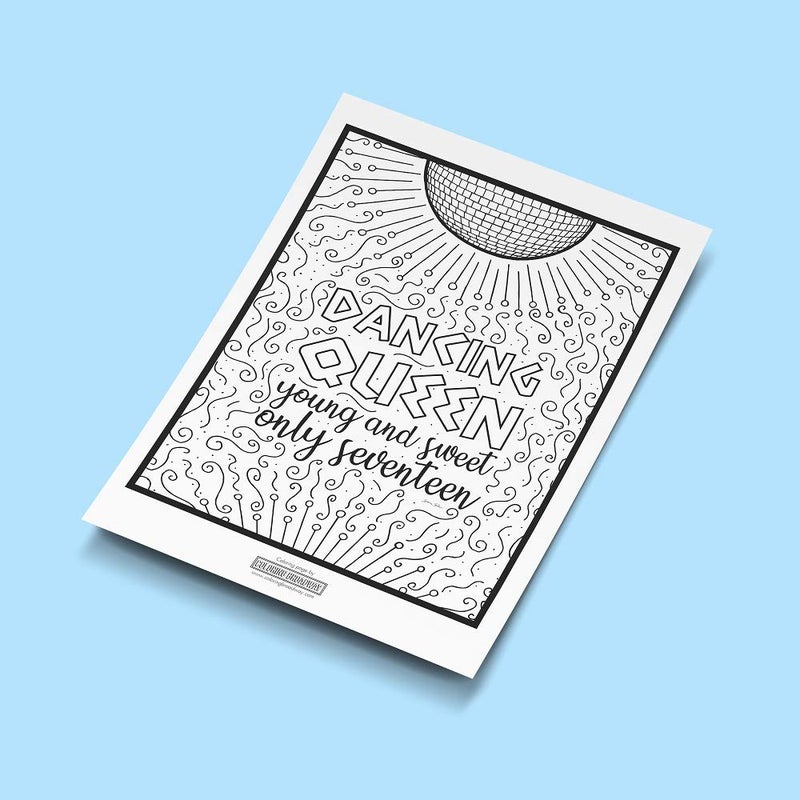 Coloring Broadway - MAMMA MIA inspired Coloring Pages (Set of 4) â€œDancing Queenâ€ Collection, Broadway Musical Merchandise, Printed on Matte Card Stock (8 1/2â€ x 11â€), Ideal Gift for a Broadway Theater - Image 5